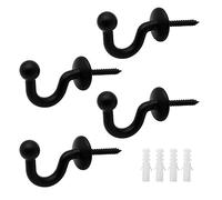 XINHAITC 4 Pack Curtain Tie Back Holdback Hooks Black Finish Ball End Curtain Tieback Hooks Securely Hold Your Curtain Tiebacks in Place