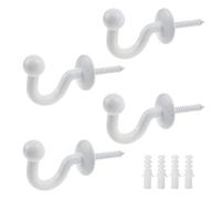 XINHAITC 4 Pack Curtain Tie Back Holdback Hooks Black Finish Ball End Curtain Tieback Hooks Securely Hold Your Curtain Tiebacks in Place (White)