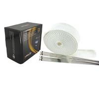 Xinhan 2"x15ft/2"x25ft/2"x50ft Roll Black-White Racing Fiberglass Exhaust Header Pipe Wrap Tape With Stainless Steel Zip Ties (2" x 15ft-White)
