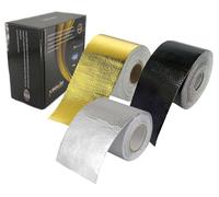 Xinhan Aluminized Adhesive Backed Heat Barrier Tape High Temperature Heat Reflective Adhesive Backed Tape Compatible With Car Intake Pipe Engine Bay Hoses Wires Etc (Black, 2in X 15ft)