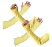 Xinhan Double Ply Kevlar Cut Resistant Heat Resistant Arm Protection Sleeves with Thumb Holes, Protective Work Gear for Welding, Gardening, Mechanic (Yellow - 2 Pair, 18 Inch)