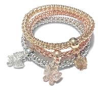 XINHONGJIN 3 Pcs Corn Bracelet，Crystal Charms Multilayer Bracelets，Gold/Silver/Rose Gold Corn Chain Bracelet for Women, 7.5 inches, 合金钢