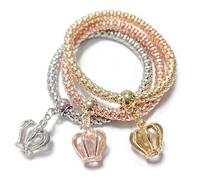 XINHONGJIN 3 Pcs Corn Bracelet，Crystal Charms Multilayer Bracelets，Gold/Silver/Rose Gold Corn Chain Bracelet for Women, One Size, Alloy Steel, no gemstone