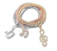 XINHONGJIN 3 Pcs Corn Bracelet，Crystal Charms Multilayer Bracelets，Gold/Silver/Rose Gold Corn Chain Bracelet for Women, One Size, Alloy Steel, no gemstone