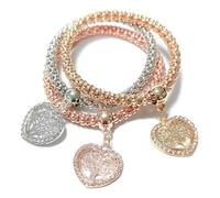 XINHONGJIN 3 Pcs Corn Bracelet，Crystal Charms Multilayer Bracelets，Gold/Silver/Rose Gold Corn Chain Bracelet for Women, One Size, Alloy Steel, no gemstone