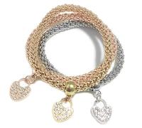 XINHONGJIN 3 Pcs Corn Bracelet,Crystal Charms Multilayer Bracelets,Gold/Silver/Rose Gold Corn Chain Bracelet for Women, One Size, Alloy Steel, no gemstone