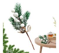 Xinhuju Christmas tree branches, pine branches, artificial green Christmas stems - small red fruit branches, portable festival decoration, simulation for front door