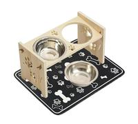 Xinhuju Elevated Pet Feeder - Stops Puddle Problems on the Floor, High Base, Modern Look, 850G Mass + Stainless Steel Dish, Wood Panel Elements