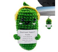 Xinhuju Positive Cucumber, Crochet Doll, Funny Crocheted Knitting Doll, Cute Ornamental Crochet Cucumber Cucumber Knitted Plush Doll for Women, Girls