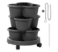 Xinhuju Vertical Garden Tower | Stackable Planter - 3 Levels with Wheels and Removable Tools for Balcony Terrace Outdoor Indoor Flowers Vegetables Strawberries