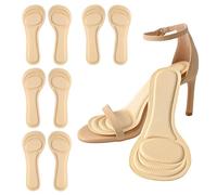 XINIFOOT 4 Pairs High Heel Inserts Women, 3/4 Length Women Thin Shoe Insoles for High Heels, Pumps, Open Toes, Flats, and Sandals, Cushion for Heel and Ball of The Foot, Shock Absorption (Beige)