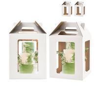XININSUN Tall Cake Boxes with 6 windows,12x12x14 Tall Cake Carrier, Tiered Cake Box, Layer Cake Box, large cake box,Ideal for 10" & 12" Tiered Cakes (2 Pack-White)