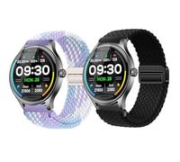 Xininyia 2-Pack DR06 Nylon Stretch Watch Bands, Compatible for Fitpolo/TOOBUR/FQQ/BlazeChip DR06 Smartwatch Breathable Elastic Replacement Wristband Adjustable Straps