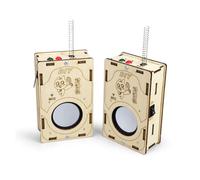 Xiniy 2Pcs Walkie Talkies DIY Set Wood Long Range Electronic Learning DIY Accessories Handheld Radio Intercom
