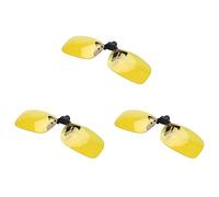 Xiniy 3X Rectangle Clear Yellow Lens Rimless Clip on Night Vision Driving Glasses