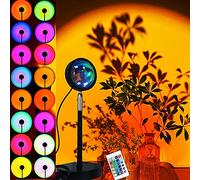 XINJI Sunset Lamp: 16 Colors, Color Changing, LED Rainbow Sunset Projector, Aluminium Material, USB Powered, Remote Controlled