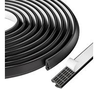 Xinjiayi 10M Black V-Shape Door Insulation, Self-Adhesive Sound Insulation Draft Excluder for Windows, Door Sealing Strip for Door Frames and Small Gaps Door Draught Excluder Strip