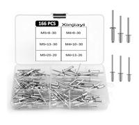Xinjiayi 166 Pcs Pop Rivets Set Aluminium 6 Sizes Rivets 4/5 mm
