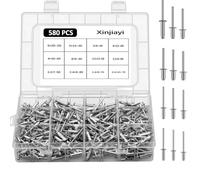 Xinjiayi 580 Pcs Pop Rivets Set Aluminium 12 Sizes Rivets 2.4/3.2/4/5 mm