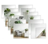 Xinjiayi12 Pack Acrylic Mirror 20x20cm (2mm Thick) Wall Mirrors for Bedrooms, Mirror Tiles, Stick on Mirror, Bathroom, School Home, Living Room