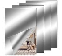 Xinjieda 10 Pieces Self Adhesive Acrylic Mirror Sheets, Flexible Adhesive Non Glass Mirror Wall Sticky Mirror Tiles Mirror Stickers for Home Wall Decor, 4 x 6 Inches (Silber 4, 4x6)