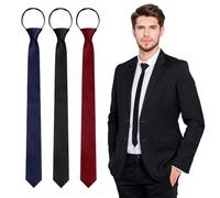 Xinjieda 3 Black Tie, Black Clip On Tie Adjustable Ties for Men, Skinny Black Tie for Business Wedding School Funeral, 3-Colour