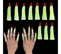 Xinjieda Halloween Witch Fingers Witches Fingers Halloween Glow in The Dark Witch Fingers Witches Fake Fingers Halloween Witch Finger Halloween Costume Glow Finger Nail