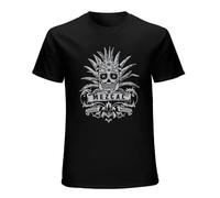 XINJIEDIAN Mezcal Vintage Tequila Sugar Skull Graphic Tijuana Mexico O-Neck 100% Cotton Short Sleeve Unisex T-Shirt XXXL Black
