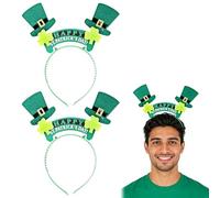XinJiHongQiong 2 Pcs St Patricks Day Headband, rish Green Shamrock Headband, St Patricks Day Accessories, Saint Patrick's Day's Green Flower Shamrock for Party Costume Headwear Accessories Gifts