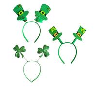 XinJiHongQiong 3 Pack St Patrick's Day Irish Headbands, St Patricks Day Headband, 3 Glitter Shamrock and Leprechaun Hat Head Bopper Designs, Saint Patrick’s Day Irish Gifts Fancy Dress Hair Accessory