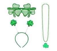 XinJiHongQiong 3 Pcs St Patrick Day Accessories, St Patricks Day Shamrock Headbands Glasses Necklaces for Saint Patricks Day's Party Supplies Decoration Costume Accessories