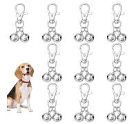 Xinjoduz 10 PCS Dog Collar Bell Mini Sliver Training Cat Bells for Collar Loud Bell Necklace with Heavy Duty Snap Clips for Dogs Pets Tracking and Training Gift