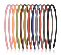 Xinjoduz 12 PCS Thin Headbands for Women, 0.5cm/0.2" Plain Blank Frosted Slim Plastic Headband with Teeth, Skinny Wire Comb Hair band Elastic Hair Hoop Holder Craft DIY Accessories for Women Girls