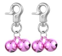 Xinjoduz 2 PCS Purple Loud Dog Cat Collar Bells Only Training Pet Bell for Collars Pendant Accessories Stainless Steel Collars Charm with Heavy Duty Snap Clips for Dogs Kitty Puppy Pet