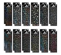 Xinjoduz 24 Sheets Holographic Stickers KpopDeco Korean Stickers for Photocards Self Adhesive Clear Glitter Star Moon Butterfly Bubbles Decals for Album Scrapbook Journal Planner for DIY Decoration