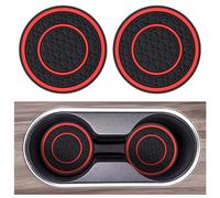 Xinjoduz 2PCS Car Cup Holder Coaster, 2.75 Inch Anti-Slip Shockproof Plastic Insulation Cup Mats Red Car Coasters Cup Holder Insert Universal Vehicle Car Accessories Interior for Most Cars, SUV, Truck