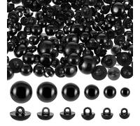Xinjoduz 300PCS Black Small Plastic Safety Eyes for Crochet with Washers Round Stuffed Animal Eyes Mushroom Domed Sewing Crafts Eye for DIY Soft Bear Plush Animal Doll Making (7mm to 15mm)