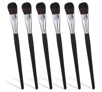 Xinjoduz 6 PCS Mop Brush for Acrylic Painting 1 Inch Oval Blending Brushes with Short Wooden Handle Oil Paint Brushes for Watercolor Gouache Canvas Art Face Body Paintings (Black)