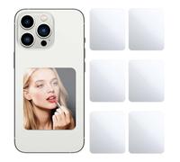 Xinjoduz 6PCS Phone Adhesive Mirror Mirror Decal for Smartphone Rectangle Smartphone Charm Cellphone Stick-On Mirrors with Adhesive Tape Acrylic Make up Mirrors for Cellphone Back Decor(Silver)