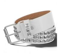 Xinjoduz Goth Punk Belt Leather Y2k Studded Belts Scene Style Emo Gothic Rock Rivet Belt with Bright Metal Pyramid Studs for Women Men(White)