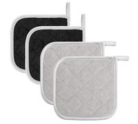 Xinjoduz Square potholder 4-Pack Hot Pads for Kitchen Heat Resistant 6.69 × 6.69 Inch Gray Black Terry Cloth Oven Mitts Essentials Decor Trivets for Cooking Baking Pans Countertops