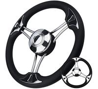XinKunmarine 13.5" Boat Steering Wheel, Premium Stainless Steel Marine Steering Wheel with Anti-Slip Design, Universal Fit - Durable & Enhanced Control for Yachts, Bass and Pontoon Boats