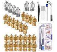 XINKYD 30pcs 3D Printer nozzles mk8 Nozzle Brass + Stainless Steel 0.2mm 0.4mm 0.6mm for Ender 3 V2 /Ender 3/Ender 3 Pro/Ender 3 Max/Ender 5 Pro/Ender 3 S1/Ender 3 Neo/CR 10 Seriesand so on…