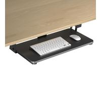 XINLEI Under Desk Keyboard Tray 65.5 x 31.1 cm with C-Clamp & Screw Mounting - Extendable Keyboard and Mouse Tray with Safety Stop, Gentle Slide Rails, Ergonomic Typing