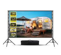 XINLEMY Outdoor Projector Screen and Stand,150-inch Indoor Portable Projection Screen,16:9 4K HD Wrinkle-Free Rear Front Movie Screen with Carry Bag for Backyard Movie Night RVing Home Theater