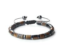 XINLIANYI 1PCS 6 * 6mm Natural Stone Tiger Eye Cylindrical Beads Bracelets For Women Men Adjustable Braided Bangles,Tiger Eye B