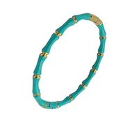 XINLIANYI 1PCS Enamel Resin Bamboo Bangle Bracelet For Women Gold Color Stainless Steel Bangle,light Blue