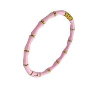 XINLIANYI 1PCS Enamel Resin Bamboo Bangle Bracelet For Women Gold Color Stainless Steel Bangle,pink