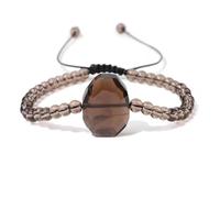 XINLIANYI 1PCS Natural Quartz Bracelets Handmade Green Pink White Gem Beads Wrap Bracelet For Women Man Couple, Smoky Quartz