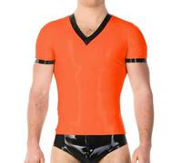XINLIANYI Male V-neck Short Sleeve PVC Leather Costume customizable
